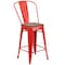 Flash Furniture High Red Metal Counter Height Stool with Back and Wood Seat, 24", PK4 4-CH-31320-24GB-RED-WD-GG - alternate 8